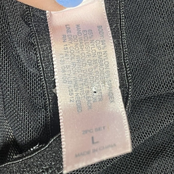 Sheer Black Babydoll Lingerie Large Ruffle‎ Whimsigoth Bows Embroidery Coquette - Picture 13 of 16